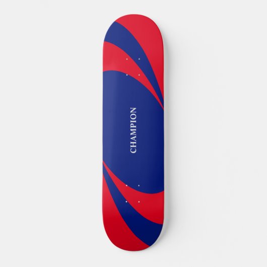 Skateboard Lignes ondulées bleues et rouges (Recto)