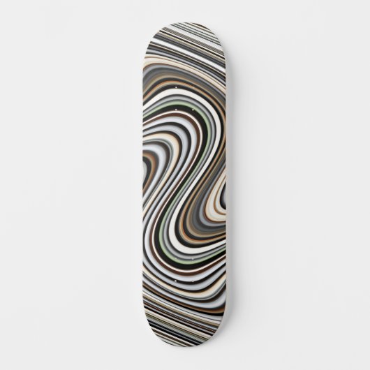 Skateboard Lignes ondulées Brown clair/beige/bleu turquoise (Recto)
