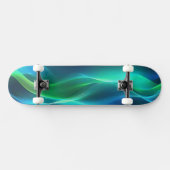 Skateboard Lignes ondulées vertes et bleues (Horz)