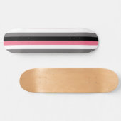 Skateboard Lignes verticales rose blanc gris noir rayures (Horz)