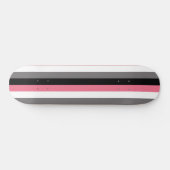Skateboard Lignes verticales rose blanc gris noir rayures (Horz)