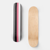 Skateboard Lignes verticales rose blanc gris noir rayures (Recto)