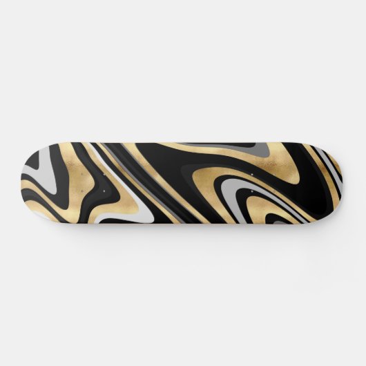 Skateboard Lignes Wavy Or Noir Rétro Design moderne (Horz)