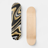 Skateboard Lignes Wavy Or Noir Rétro Design moderne (Recto)