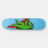 Skateboard L'Iguana Verte En Marche Flippante À L'Oiseau (Horz)
