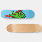 Skateboard L'Iguana Verte En Marche Flippante À L'Oiseau (Horz)