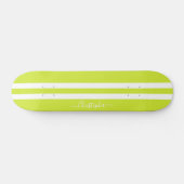 Skateboard Lime Green White Racing Stripes Cool Monogrammé (Horz)