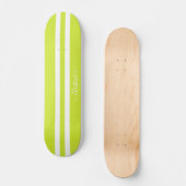 Skateboard Lime Green White Racing Stripes Cool Monogrammé (Recto)