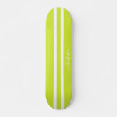 Skateboard Lime Green White Racing Stripes Cool Monogrammé (Devant)