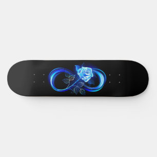 Skateboard L'infini lumineux avec une rose bleue
