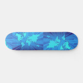 Skateboard Lit graphique bleu de carte du monde (Horz)