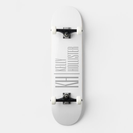Skateboard Logo Stylish Minimal & Modern Grey Initiales & Nom (Recto)