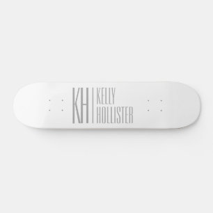 Skateboard Logo Stylish Minimal & Modern Grey Initiales & Nom