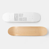Skateboard Logo Stylish Minimal & Modern Grey Initiales & Nom (Horz)