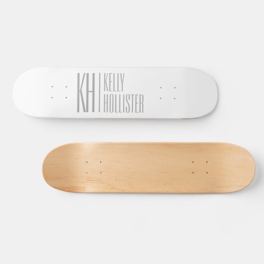 Skateboard Logo Stylish Minimal & Modern Grey Initiales & Nom (Horz)