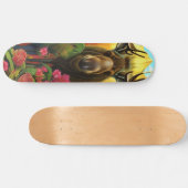 Skateboard L'orignal dans les bois avec des fleurs AI Art (Horz)