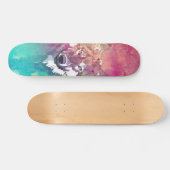 Skateboard Loup abstrait artistique d'aquarelle rose de (Horz)