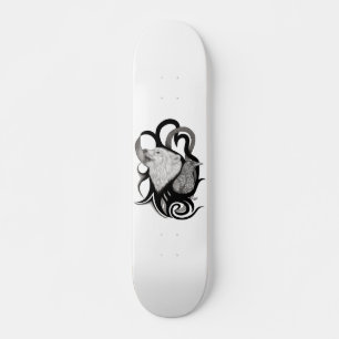 Skateboard Loup blanc avec art tribal coréen