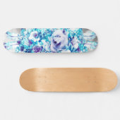 Skateboard Loup blanc Dreamcatcher bleu violet Floral (Horz)