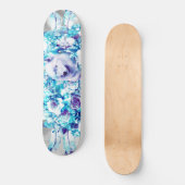 Skateboard Loup blanc Dreamcatcher bleu violet Floral (Recto)