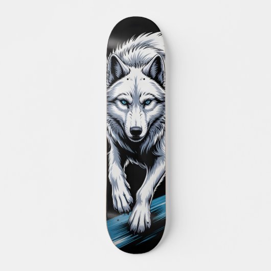 Skateboard Loup blanc Planche à roulettes (Devant)