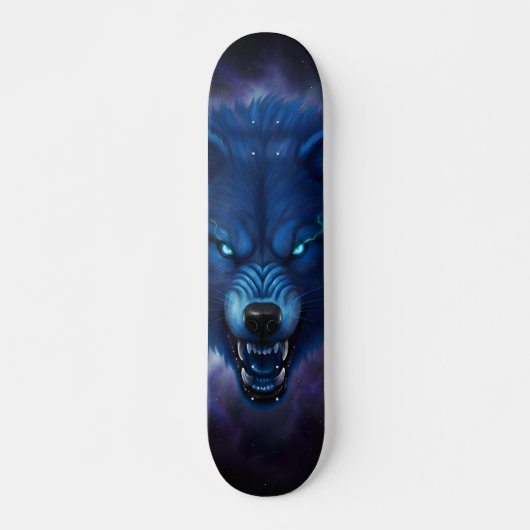Skateboard loup bleu (Devant)