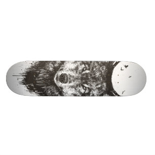 Skateboard Loup de cerfs communs (noir et blanc)