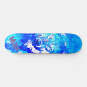 Skateboard Loup d'eau blanc bleu turquoise moderne (Horz)