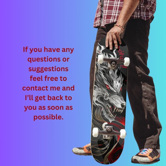 Skateboard loup d'Imaginaire