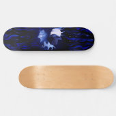 Skateboard Loup et corbeau avec pleine lune (Horz)