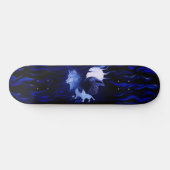 Skateboard Loup et corbeau avec pleine lune (Horz)