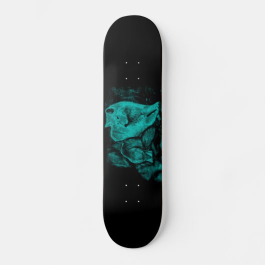 Skateboard Loup et corbeau dans la nuit (Recto)