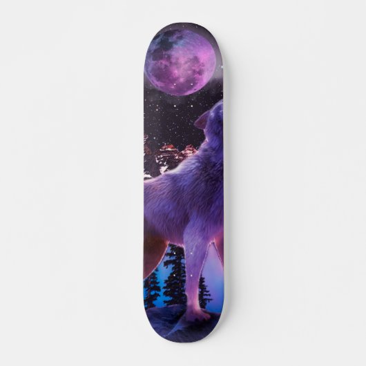 Skateboard Loup gris hurlant dans la forêt (Devant)