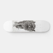 Skateboard Loup noir en colère dans la neige, hiver sauvage (Horz)