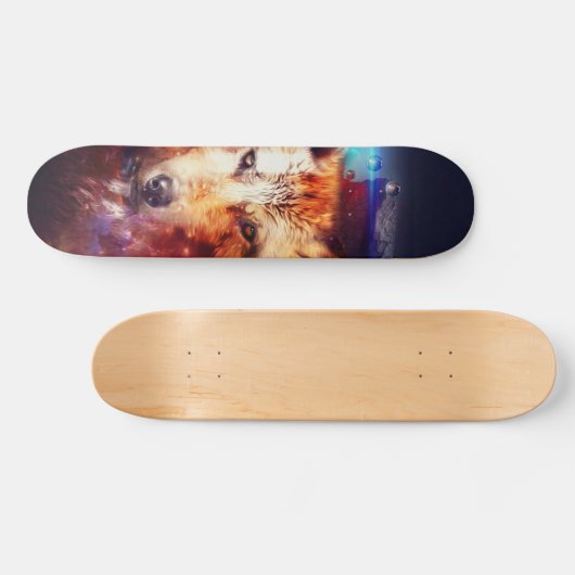 Skateboard Loup peinture abstraite (Horz)