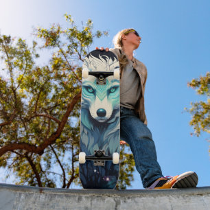 Skateboard Loup sauvage céleste lunaire
