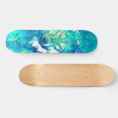 Skateboard Loup turquoise bleu vert d'eau moderne (Horz)