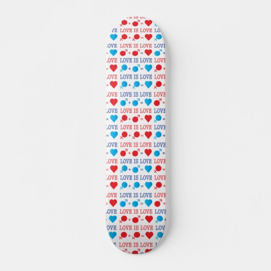Skateboard LOVE est une citation LOVE en rouge et bleu (Devant)