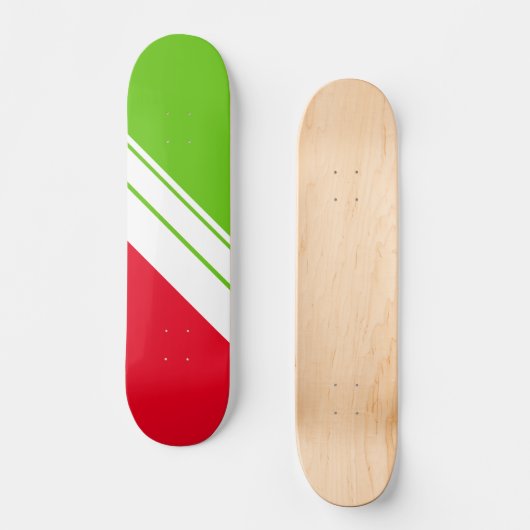 Skateboard Lumineuse Rouge Lime Vert Pente Blanc Stripes De C (Recto)