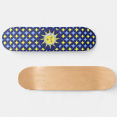 Skateboard Lune et soleil sur Motif bleu et jaune étoile (Horz)
