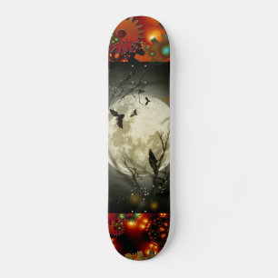 Skateboard Lune Sombre Oiseaux Nuit Matériel Grunge Rouille D