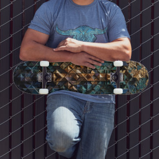 Skateboard - Luxe Blauwe Mozaïek Kunst Deck