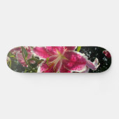 Skateboard Lys roses fleurs tropicales roses rose (Horz)