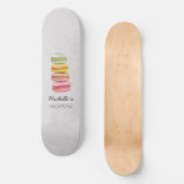 Skateboard Macarons Français Aquarelle Peints à la main (Recto)