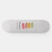 Skateboard Macarons Français Aquarelle Peints à la main (Horz)