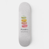 Skateboard Macarons Français Aquarelle Peints à la main (Recto)