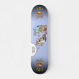 Skateboard Mad Cartoon Scientifique Avec Balcon De Texte Pers