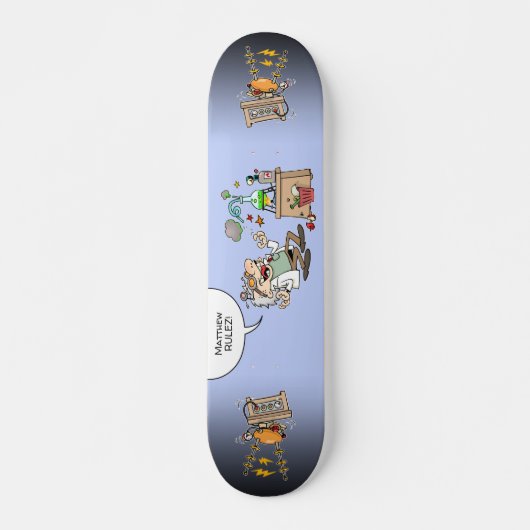 Skateboard Mad Cartoon Scientifique Avec Balcon De Texte Pers (Devant)
