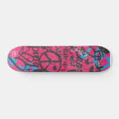 Skateboard Magenta-Aqua de damassé, graffiti (Horz)