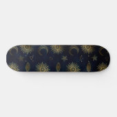 Skateboard Magic Gold Moon Sun Stars Dark Blue motif (Horz)